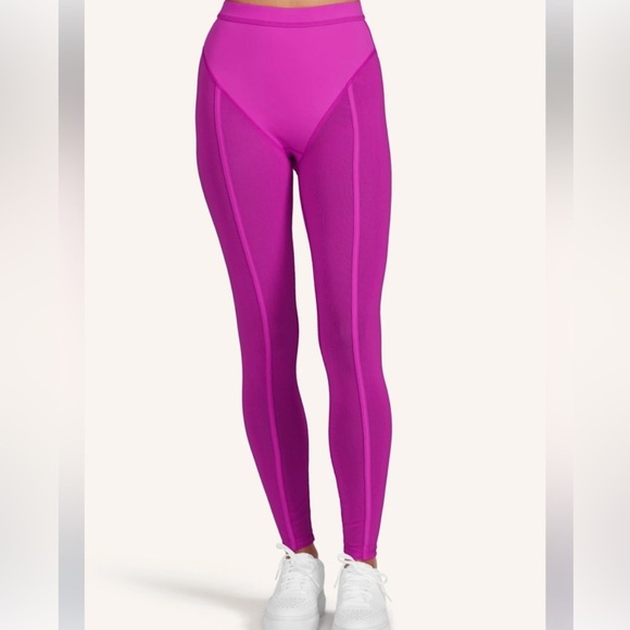 Peloton X Brittany Allen Women’s Solid Pink Sheer Mesh Panty Legging, Medium - Picture 1 of 14